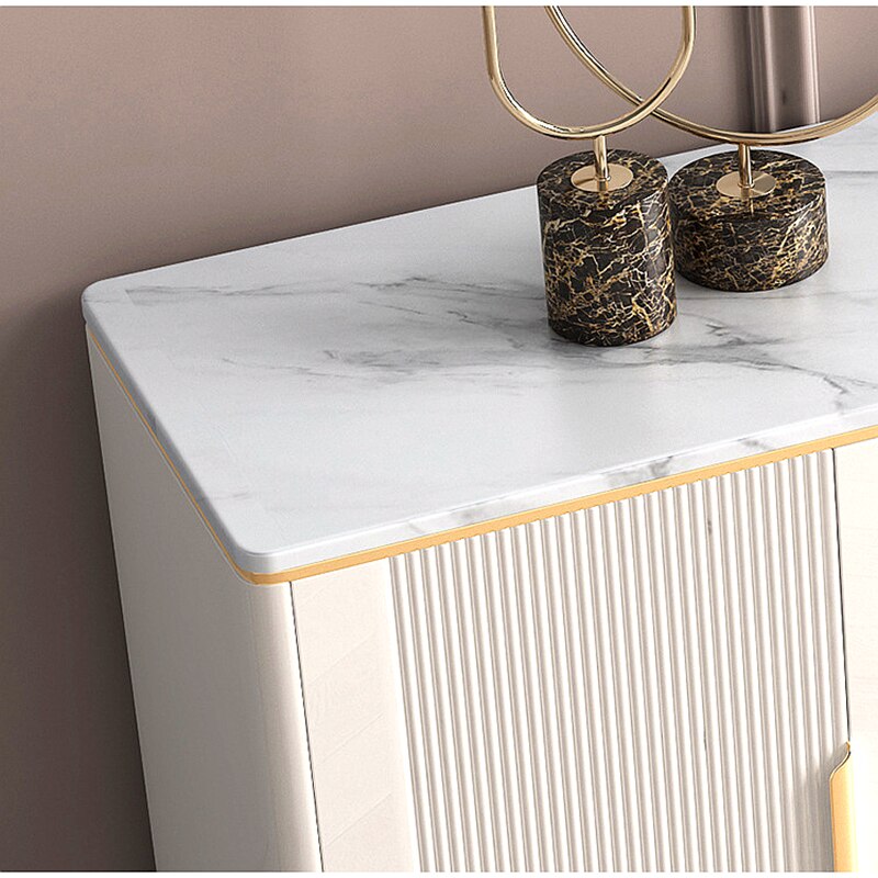 Morden Luxury Marble Surface Stainless Steel Side Cabinet Simple Living Room Titanium Stainless Steel Large Side Table 6