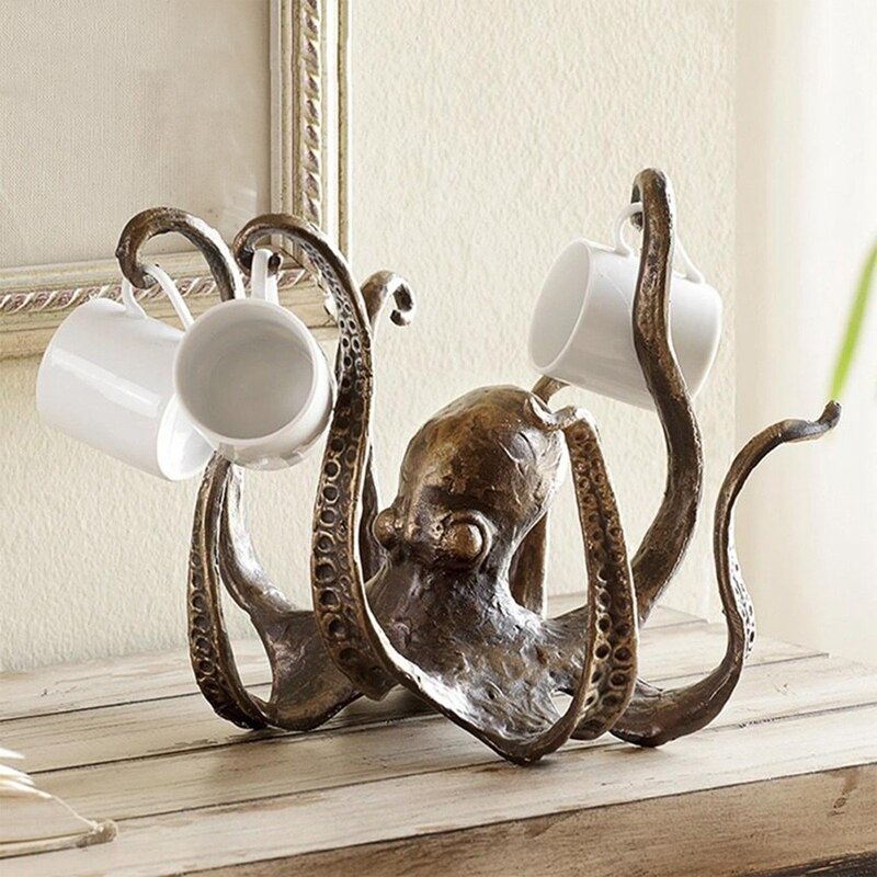 JHD-Octopus Tea Cup Holder Large Decorative Resin Octopus Table Topper Statue For Home Office Decoration 1