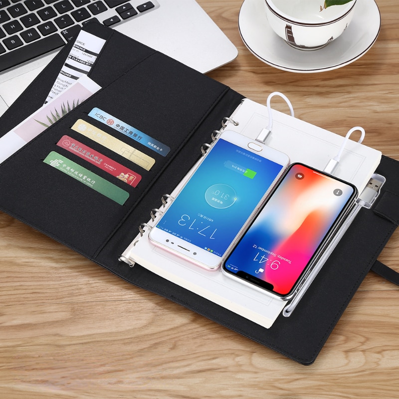 Creative Business Notebook with 8000mAh Power Bank Wireless Charging Technology Multi-purpose High-end Loose-leaf Notebook 1