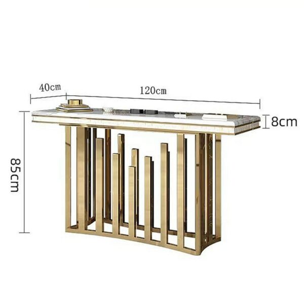 Super Luxury Marble Surface Stainless Steel Console Table Simple Living Room Titanium Stainless Steel Long Porch Platform Table 6