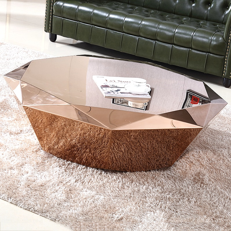 New Style Diamond Shape Coffee Table Personalized Creative Stainless Steel Coffee Table Postmodern Tea Table 6