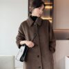 2022 Brand Collection High-End Camel Horse Velvet Coat Women's Cashmere Mid-Length Loose Alpaca Straight Thick Wool Coat women 1
