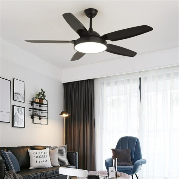 Hongcui Retro Simple Ceiling Fan Light Remote Control with LED 52 Inch Lamp for Home Living Dining Room 3