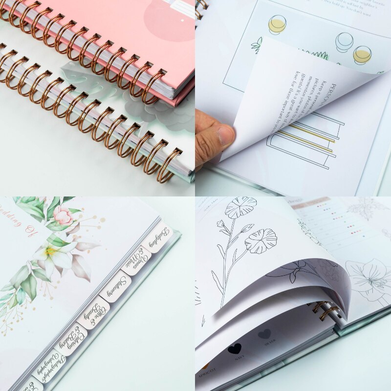 A4 Full English Wedding Plan Book 2022 High-value Double Coil Flip Notebook Valentine's Day Diary Love Witness Holiday Gift 3