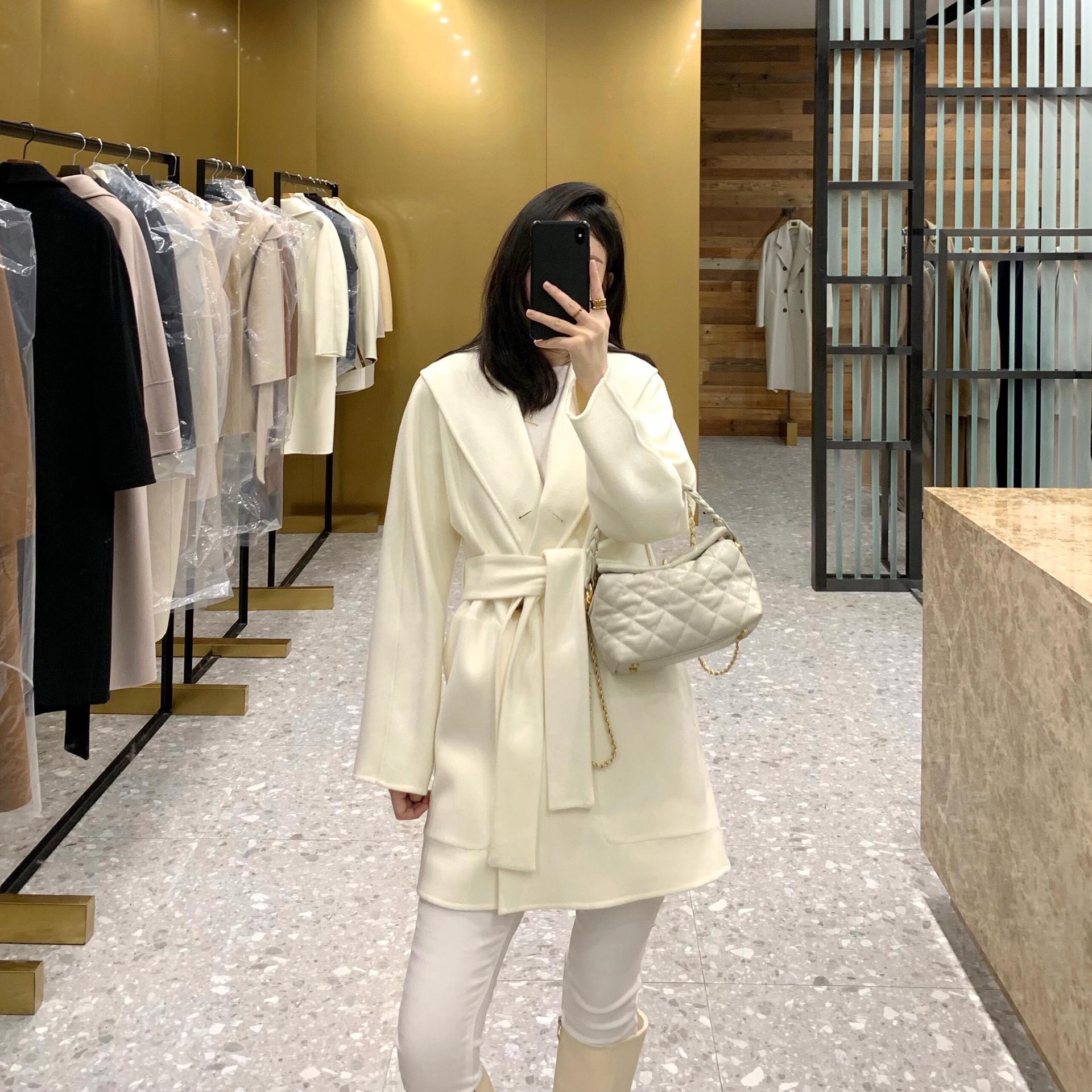 2022 Series Belt Reversible Cashmere Coat Women's Autumn and Winter New High-Grade Small Wool Coat Coats and Jackets Women 2