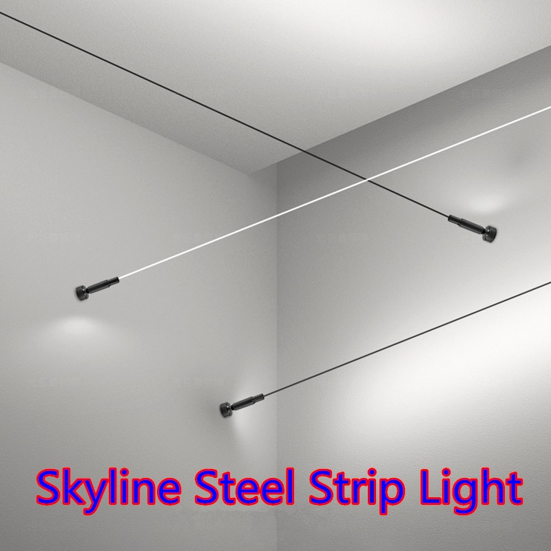 Skyline Linear Wall Lamp Strip Family Decoration Black White Steel Bar Villa Aisle Bar Diy Length LED Light Cutting Slim Sconce 1