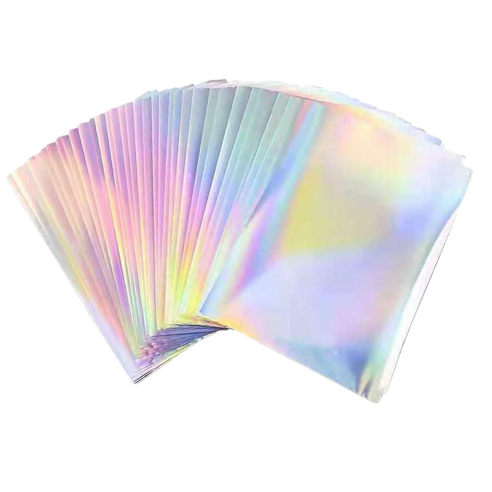 50 Pieces A4 Size Printing Paper Adhesive Holographic Dries Quickly Sticker Paper for Shop Office Home Inkjet Printer 2