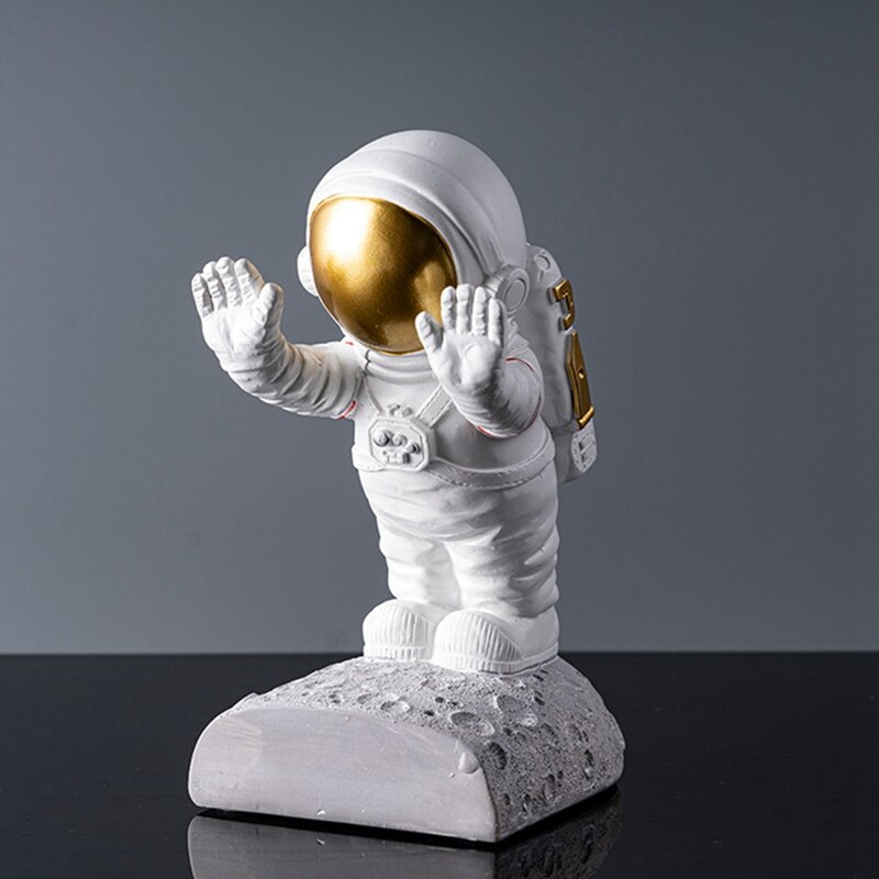 2Pcs Creative Resin Astronaut Bookend Tabletop Book Organizer Cosmonaut Figurines Desk Bookend Office Decoration 2