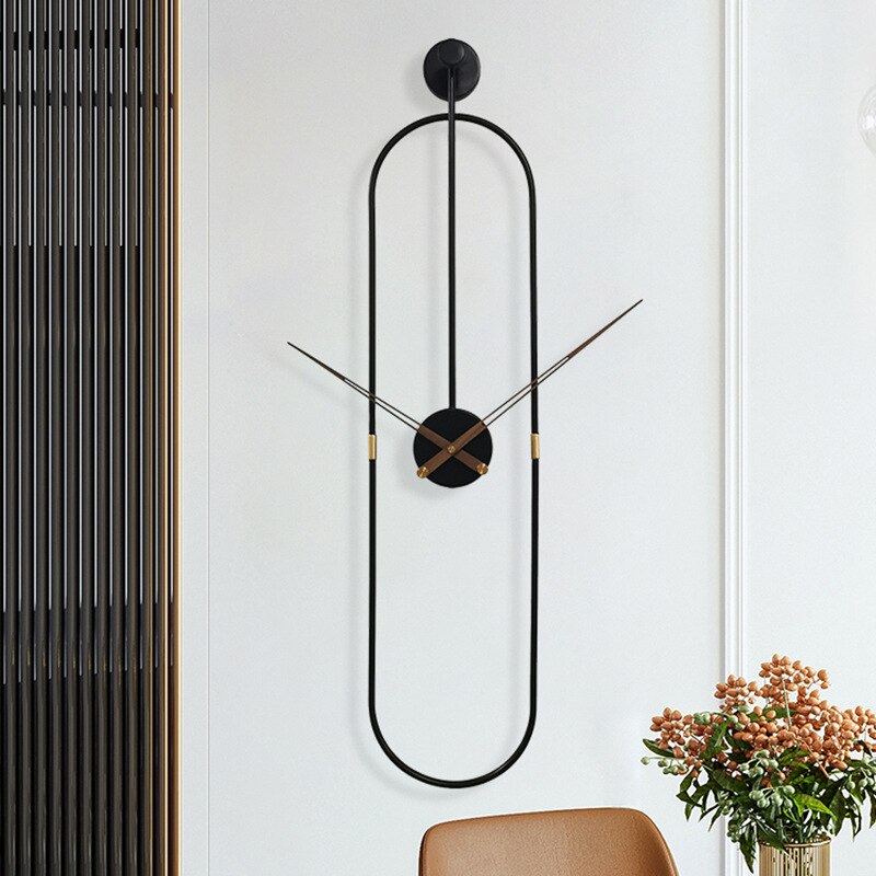 2022 New Arrivals Modern Art Wall Clock Home Living Room Decor Watch Clock Simple Oval Metal Wall Clock Mute Wall Clocks 1