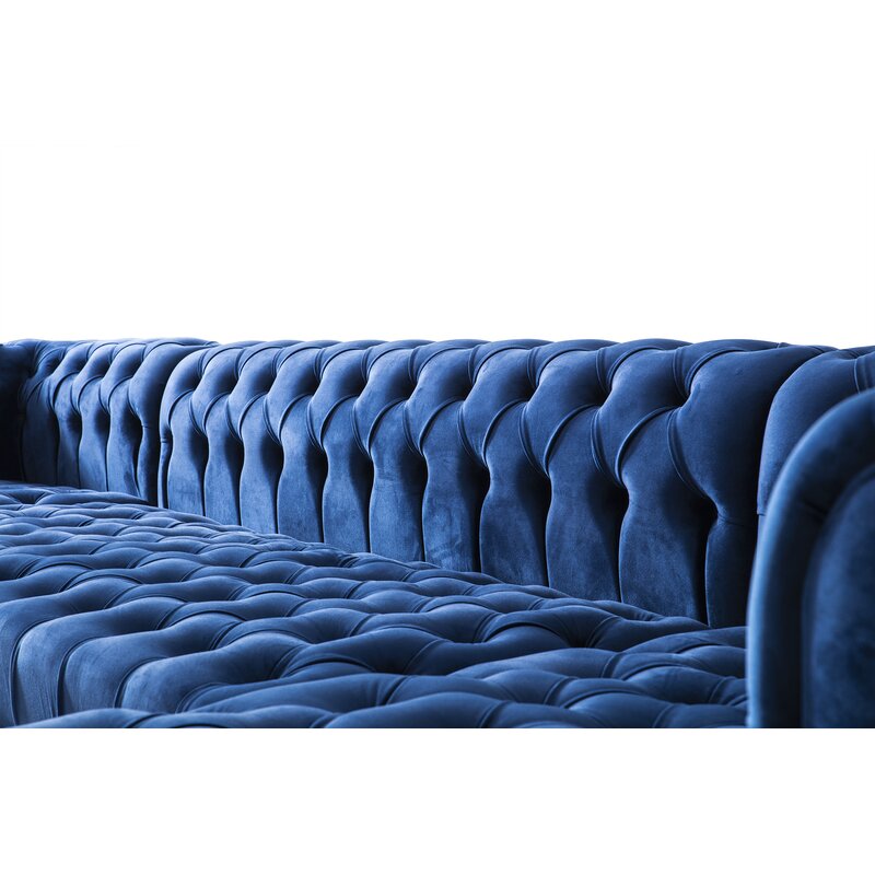 Blue Black Velvet U-Shaped Symmetrical Corner Section Sofa 34"H x 141"W x 71"D 2