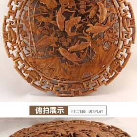 Living Room Wall Background Wall Decorative Hallway Gift Year by Year round Dongyang Wood Carving Pendant Animal Chinese Style 5