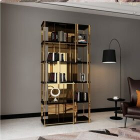 Light luxury bookshelf multi-layer shelf stainless steel luxury living room modern minimalist office quality bookcase floor 1