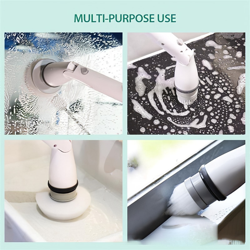 Electric Cleaning Turbo Brush Cleaner Bathroom Bathtub Kitchen Floor Scrubber Charging Rotating Corner Spin Scrubber Tool Set 5
