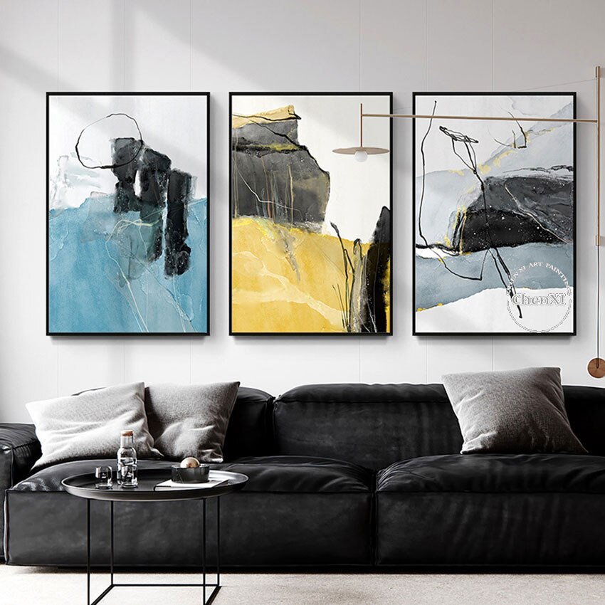 Free Shipping 3PCS Modern High Quality Abstract Oil Paintings On Canvas Large House Office Decoration Accessories Unframed 3