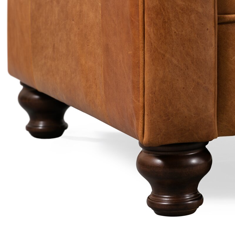 Modern Elegant Design Living Room Furniture Leather Rolled Arm Sofa 31.1"H x 87.4"W x 33.85"D 6