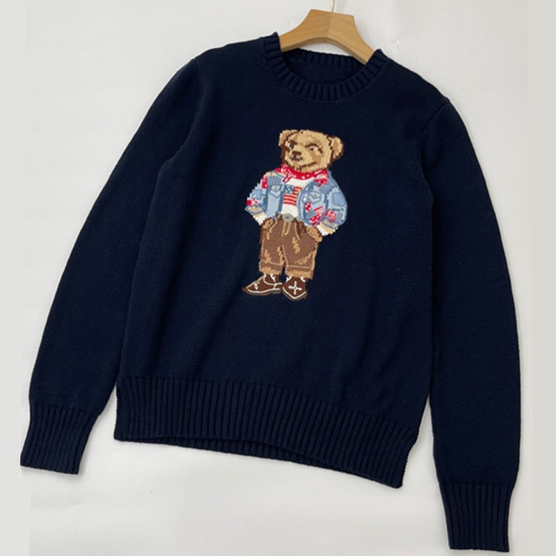 Cartoon RL Bear Sweater Women Winter Men Clothing Fashion Long Sleeve Knitted Pullover Sweater 2022 New Wool Coat 1