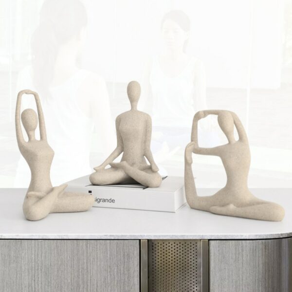 Nordic Style Sandstone Yoga Figurines Sculpture Modern Art Thinker Statue Resin Abstract Figurine Home Office Crafts Decoration 3