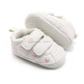 DHL 100pair Newborn Boys Girls Heart Star Pattern First Walkers Kids Toddlers PU Sneakers 0-18 Months First Walkers 3