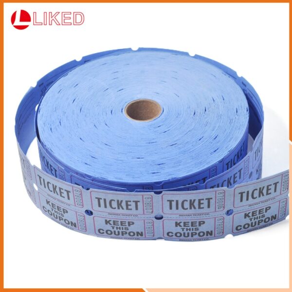 Custom Reel Serial Number Double Row Running Code Raffle Ticket Party ExChange Coupon Blue and White 2000 Pieces Per Roll 3