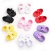 DHL 100pair Cute Infants Girls Crib Shoes Bow Outdoor First Walkers Prewalker Baby Shoes 0-18M 1