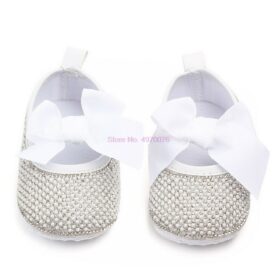 DHL 50pair Baby Girl Diamond Decoration With Bow Shoes Soft Sole Shoes Prewalker Party Princess Toddler Kids Indoor Casual Shoes 2
