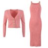 2022 Spring Woman Pink Knit Cardigan & Dress Set Free Shipping Brand Summer New Arrive France Paris High Quality Fashion Balm 1
