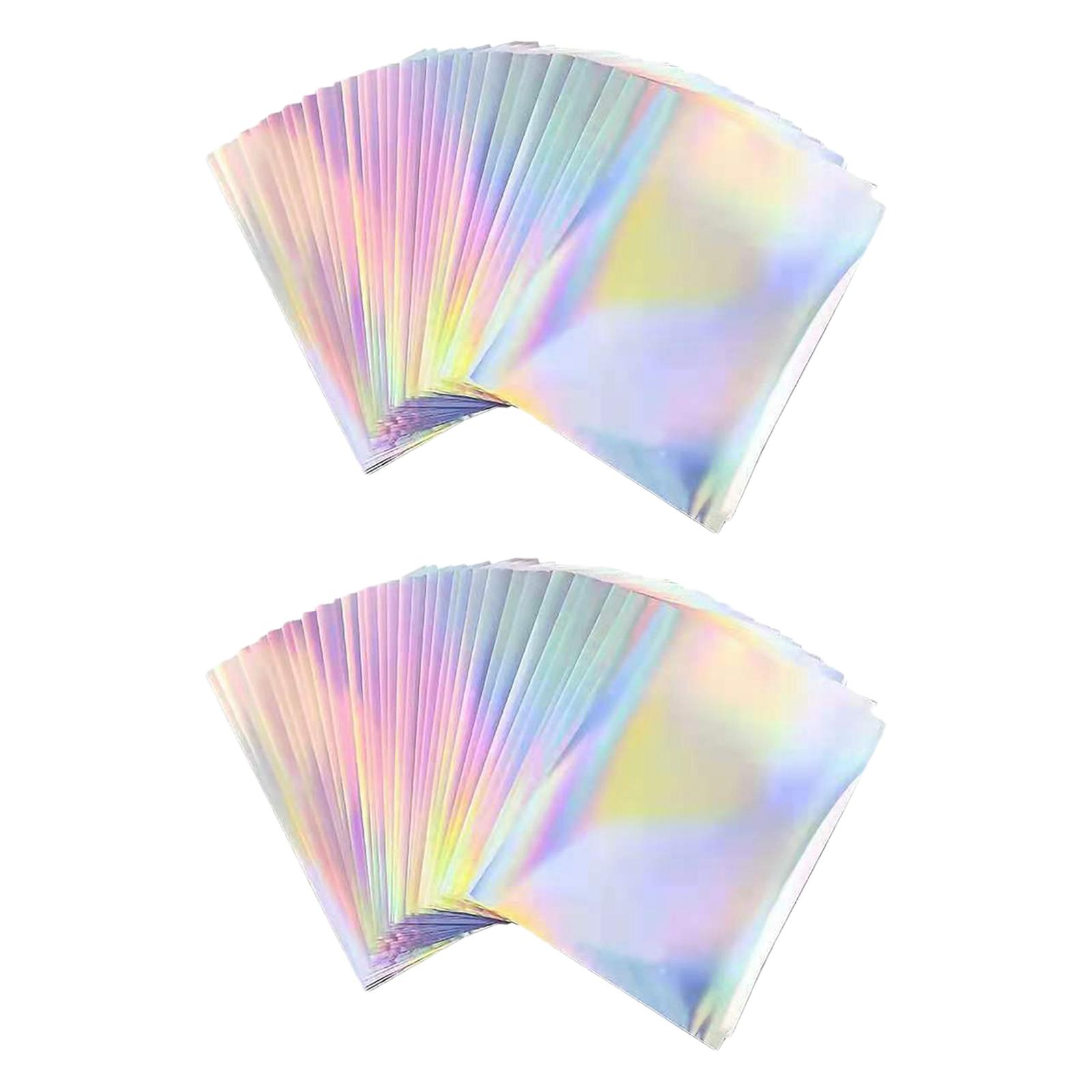 50 Pieces A4 Size Printing Paper Adhesive Holographic Dries Quickly Sticker Paper for Shop Office Home Inkjet Printer 1