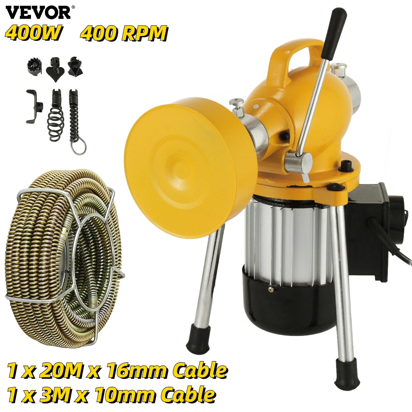 VEVOR Professional Dredge Machine 400W Electric Pipe Plunger Household Sink Sewer Toilet Blockage Tube Unblocker Cleaning Tools 1