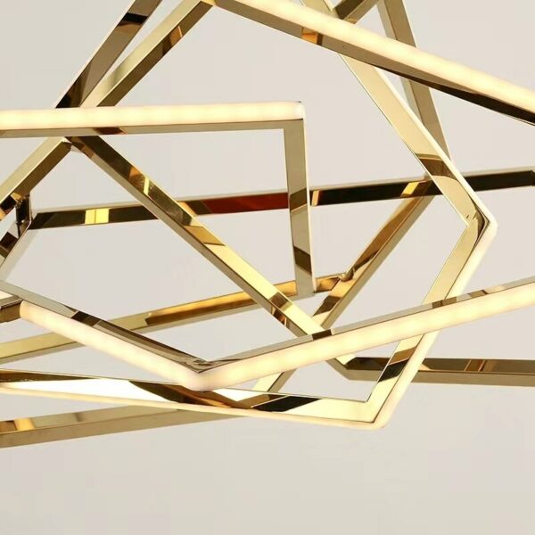 Stainless Steel Art Geometric Chandelier For Living Room Designer Postmodern Minimalist Creative Nordic Special-shaped Lamps 6