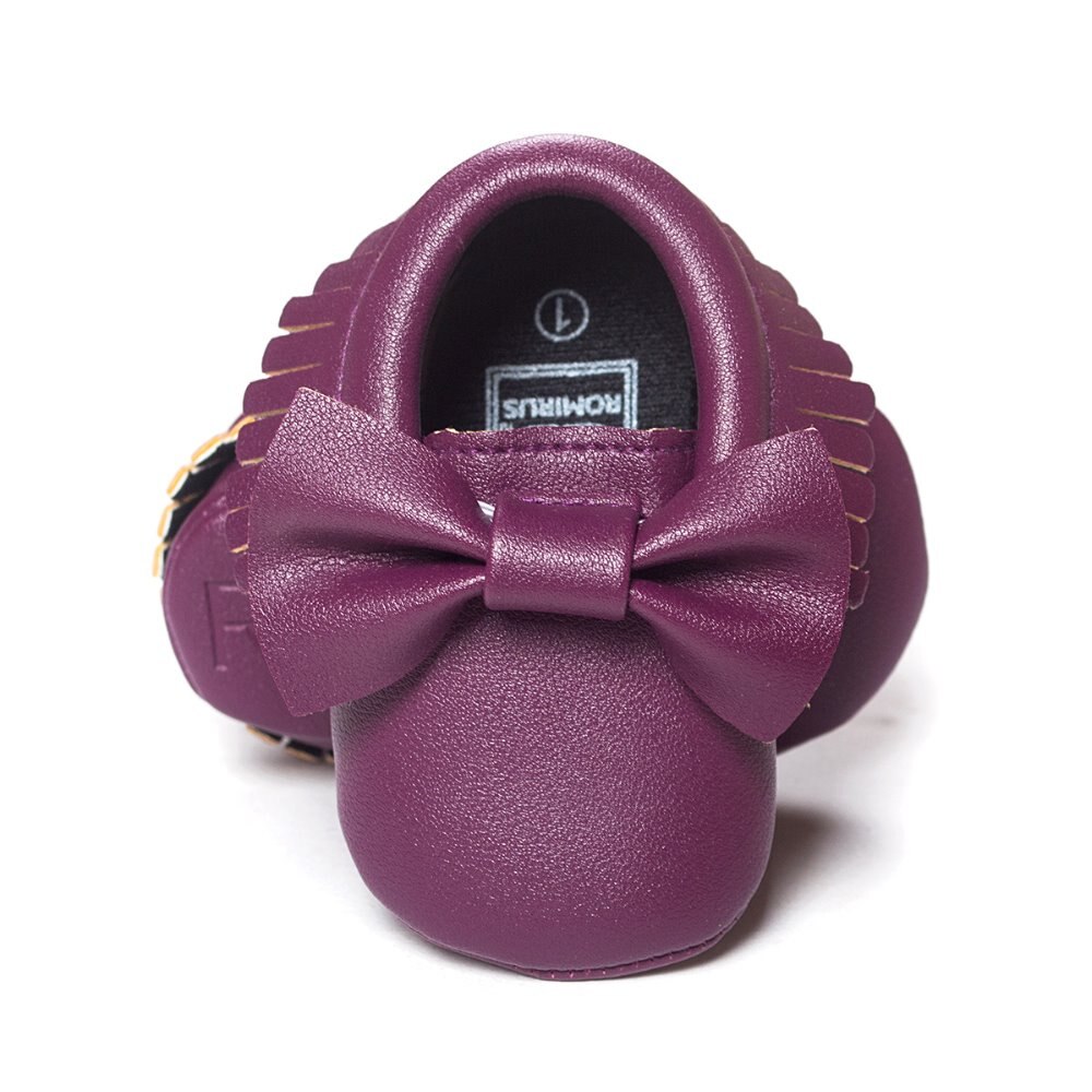 Glossy Pu Baby Girls Shoes Purple Boy's Boot First Walkers Bebe Shoe Retail Babywear Fringe Handmade Hot Sale Newborn Shoes 1