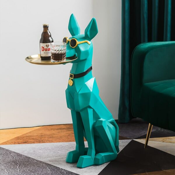 Animal Sculptures Home Decor Large Resin Statue For Living Room Tray For Decoration Office Room Ornaments Storage Doberman Cat 3
