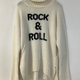 ZESSAM ROCK & ROLL Letter Cashmere Woman Sweater Long Sleeve Turtieneck Loose Female Pullover Classic Retro Lady Top 2023 5
