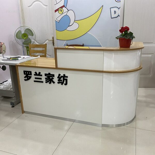 Nordic Company Reception Desks Modern Office Furniture Clothing Store Cashier Counter Corner Bar Counter Simple Commercial Table 6