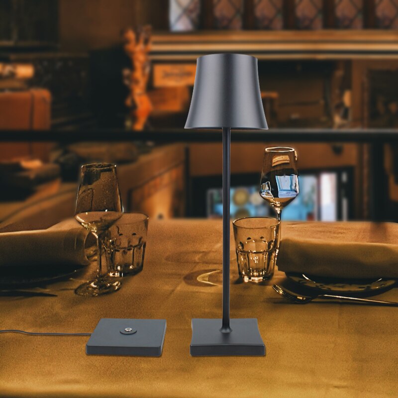 LED Aluminum Alloy Charging Base Waterproof Desk Lamp Touch Dimming Metal Table Lamps For Bar Living Room Reading Book Light 2
