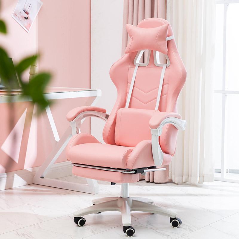 Gamer chair white girl comfortable Gaming Chair Pink Girl Computer Chair Student learning Home Anchor Live Game Chairs bedroom 2