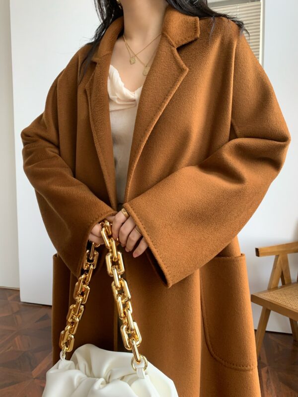 2022 winter water ripple cashmere coat women's bathrobe mid-length woolen coat labbro 100% double-sided cashmere coat women 6