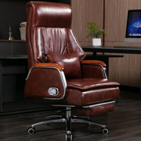 Leather computer chair household office chair office stool long sitting chair solid wood boss chair lying massage 6