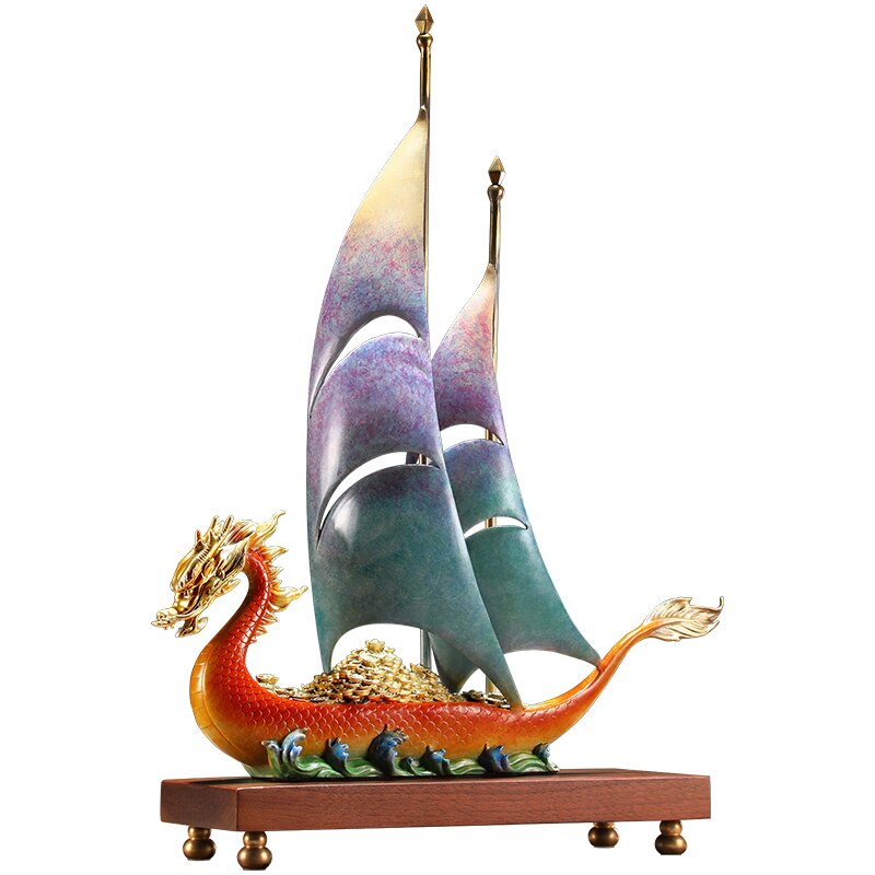 Smooth Sailing Decoration Office Living Room Sailing Copper Crafts Dragon Boat Artwork Opening-up Housewarming Gifts 1