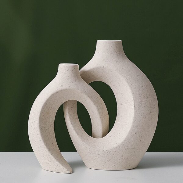 2Pcs/Set Nordic Ceramic Vase Snuggle White Matte Pot For Pampas Grass Flower Arrangement Living Room Desktop Home Decoration 5