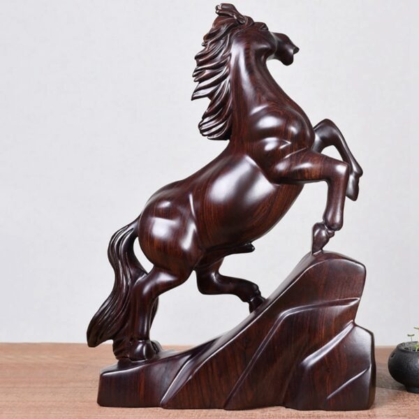 Modern Art Whole Wood Sculpture Solid Wood Horse To Success Statue Home Office Bar Decoration Animal Statue 3